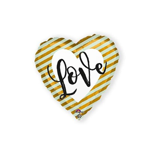 Folieballon hart love strepen (43cm)